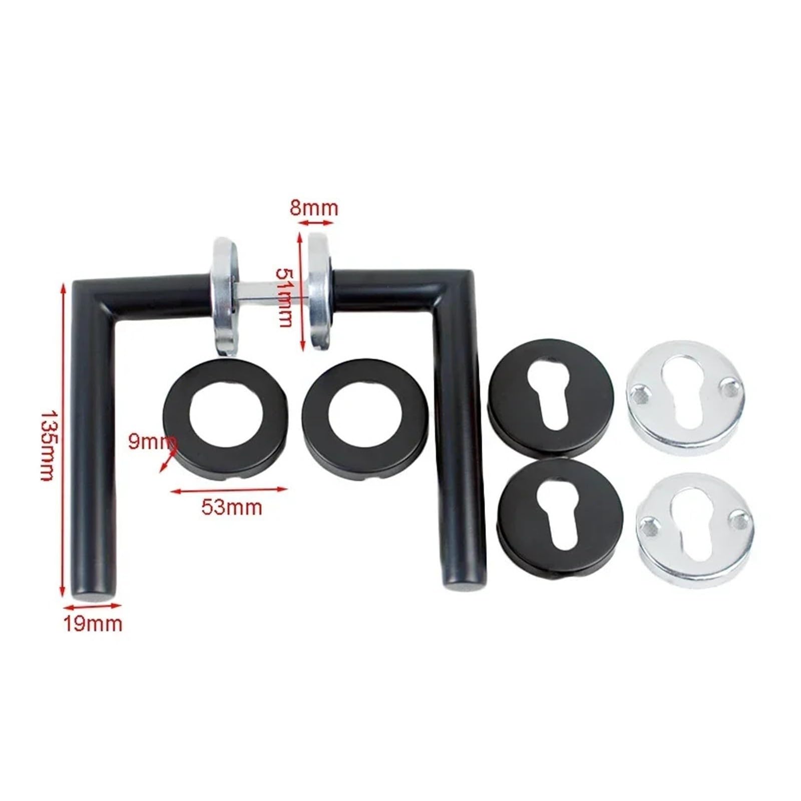 Tirador de puerta de acero inoxidable negro mate 304, tirador de perilla de tubo redondo