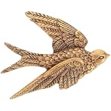 BUTIFULSIC Retro Wanddekoration Vogel aus Kunstharz Goldfarbener Wandpendel mit Realistischem Design...
