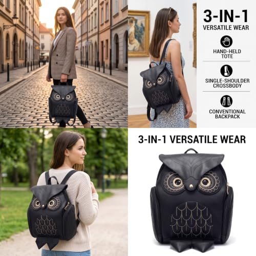 Mochila de búho compacta para evitar cargas pesadas en mujer 4