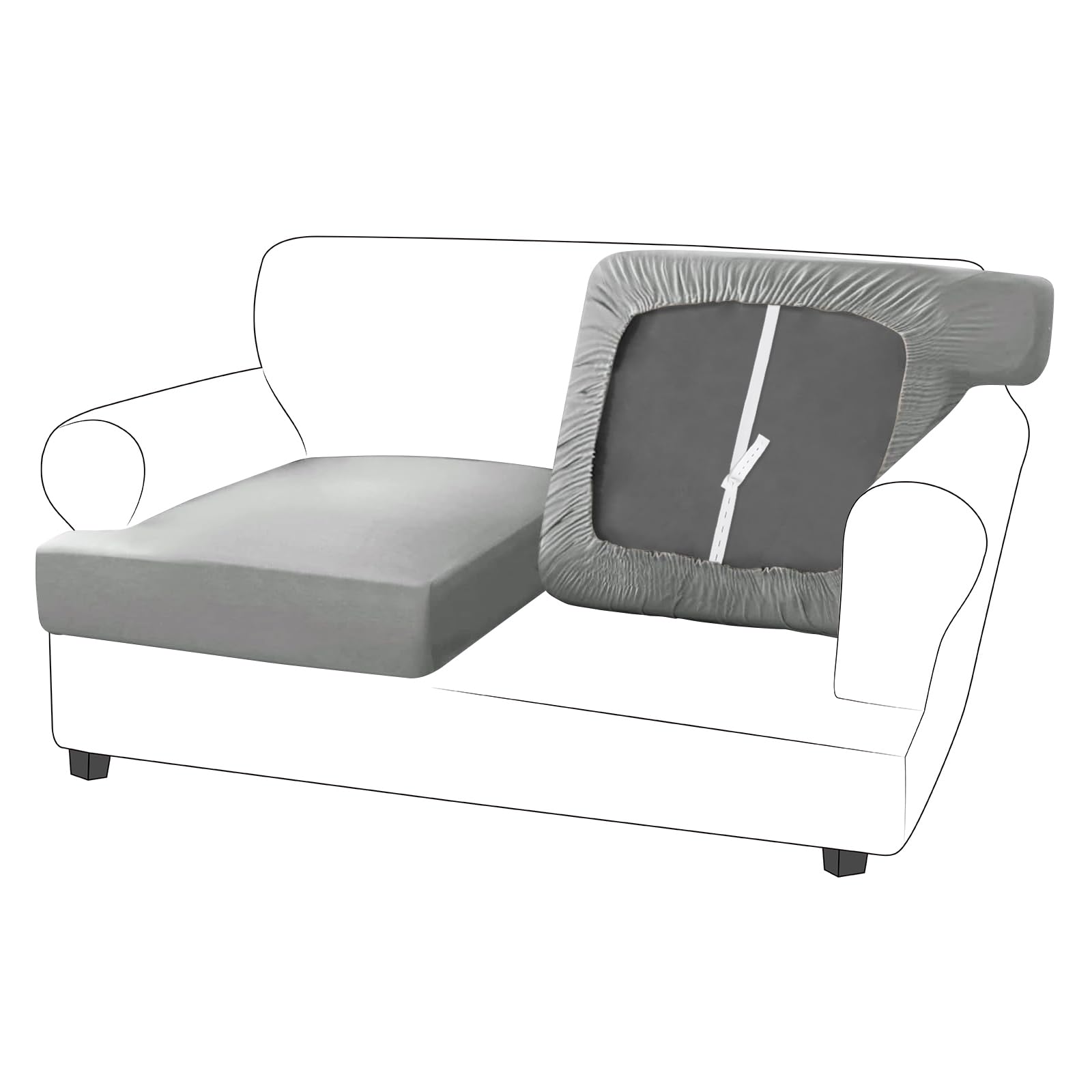 molasofa T-Cushion Sofa Seat Slipcovers Set, Couch Protector for Sectional, Armchair, Loveseat - Stretch Spandex Fabric (2 Cushion Loveseat,Light Gray)