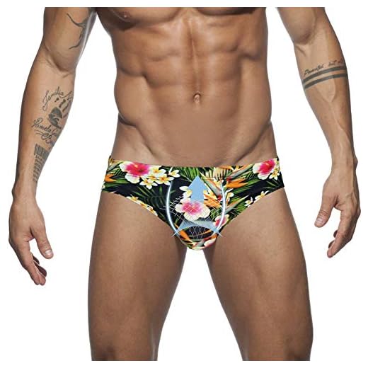 OEAK Slip de Bain Homme Sexy String Motif Imprimé Maillot de Bain Hawaïen Séchage Rapide Shorts Respirant Élastique de Plage Natation