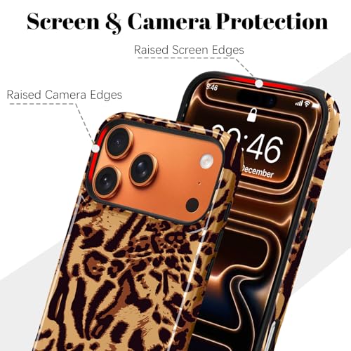 Image of Magnetic for iPhone 17 Pro Max Case for Women Men, Brown Leopard | Cute Cheetah Pattern Design [Compatible with MagSafe] 2-Layer Hybrid Shockproof Glossy Protective Cover