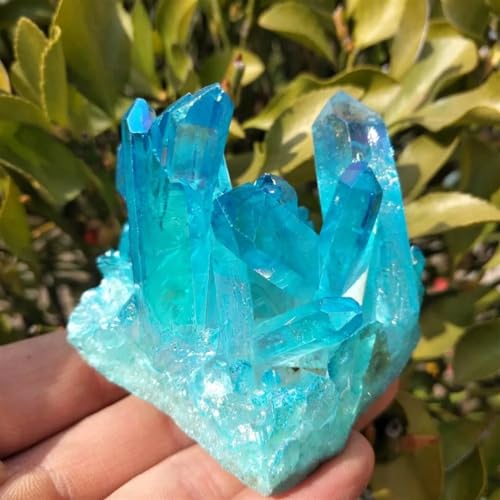 Sky-Blue Flame Ring Quartz Crystal Cluster Wedding Decoration Aquarium Ornaments (Size : 240-260g)