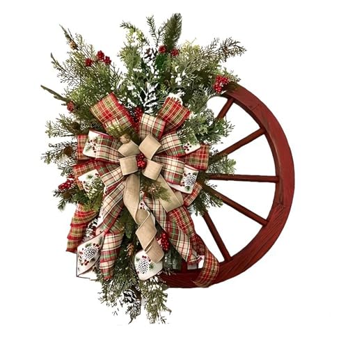 40cm Weihnachtskranz Outdoor Großer Rustikaler Wagenradkranz Holz...