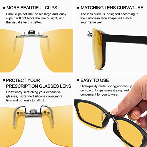 Night Driving Clip On Glasses Anti-Glare Blue Light Polarized for Prescription eyeglasses Yellow Lens3