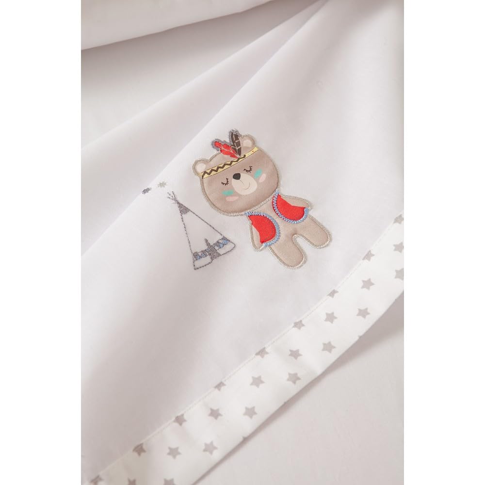 Interbaby Set di lenzuola da miniculla TIPI OSO in bianco e grigio - 450 g