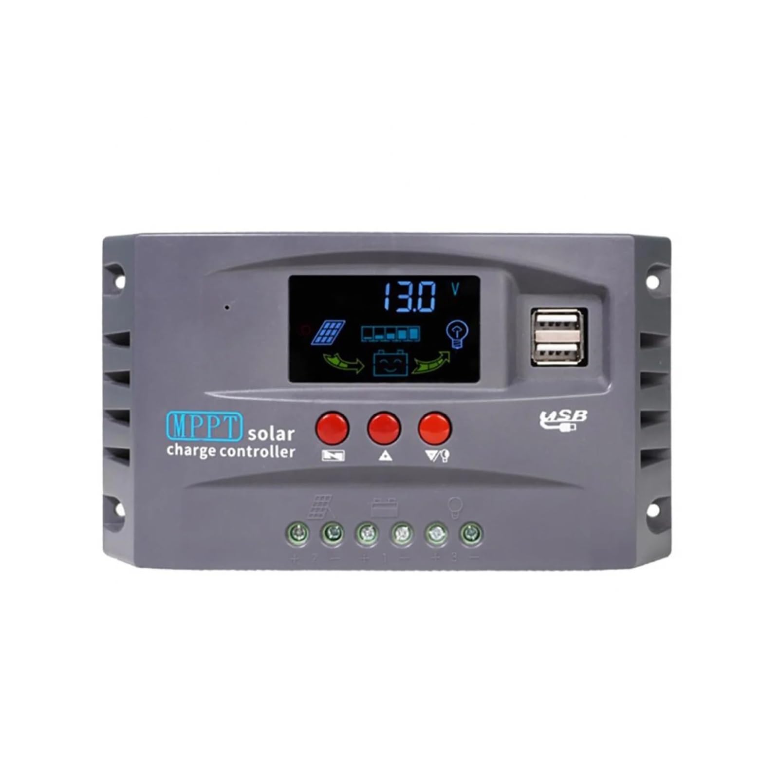 Solar Charge Controller, MPPT 12V/24V Auto 30A40A50A60A-100A Solar Charge Controller Regulator Compatible With -acid, Lithium And LiFePO4 Batteries(30A)