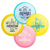 Discmania Disc Golf Starter Kit (4 Pack) | Active Premium Beginner Disc Golf Set | Sensei, Maestro, Rockstar & Mentor | Premium Plastic, Easy to Throw | Ideal Gift for New Players (Colors May Vary)