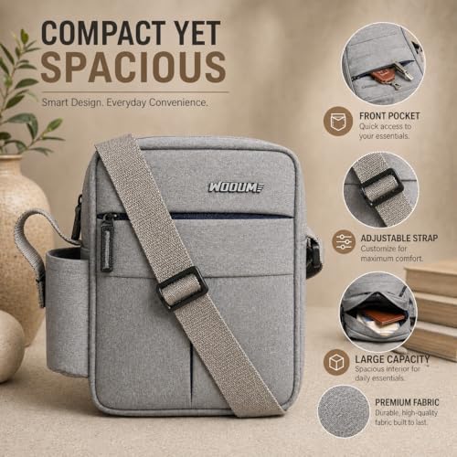 Image of Wooum Water-Resistant Sling Bag for Men with 1 Year Warranty | Stylish Crossbody & Messenger Bag | Compact Office & Travel Side Bag | Waterproof Man Bag | Gift for Men Under 500 | Water resistant bag, Compact sling design, Multi pocket storage, Adjustable strap, Ideal gift for men, 1 Year warranty