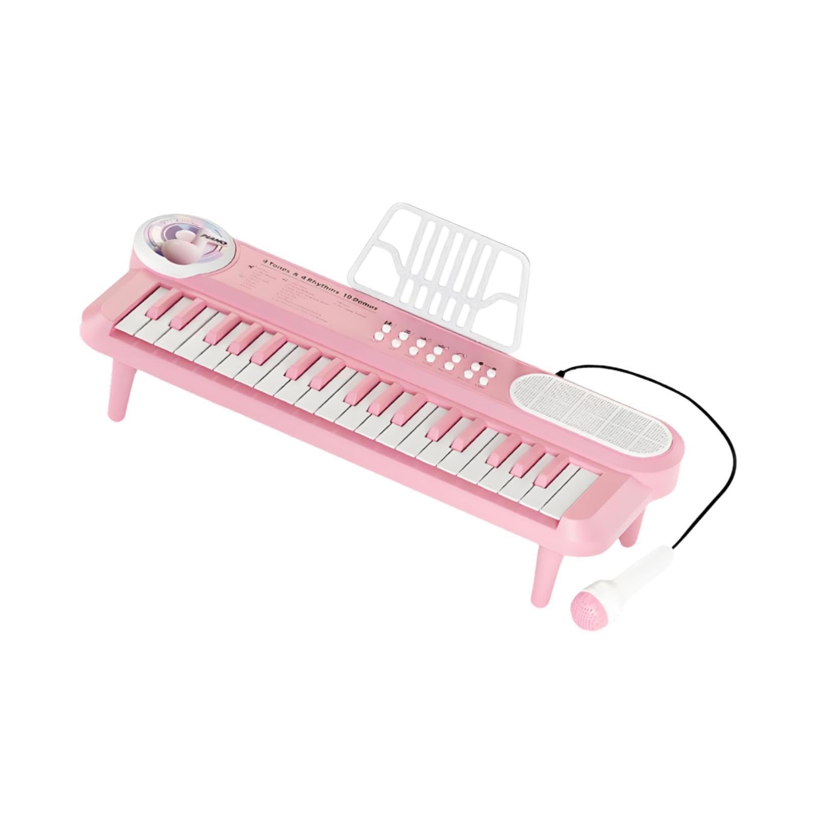 Piano Teclado Electrónico Infantil Juguete Musical Educativo Multifuncional con Micrófono Portátil de Material Pp Adecuado para Regalos Y Estimulación, Rosa