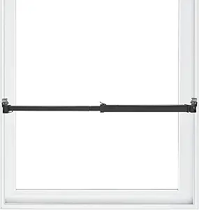 SecurityMan Window Security Bar - Easy Install for Horizontal/Vertical Windows - Adjustable Window Lock Bar (Child Proof/Heavy Duty Iron) - Extendable (14.25" to 37") Security Bars for Windows - Black