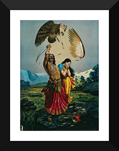 Image of Tallenge - Jatayu Vadham - Raja Ravi Varma Mythology Collection - Large Digital Print - Framed (22 x 30 inches)