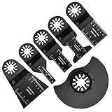 6PCS Oscillating Saw Blades Kit, Universal High Carbon Steel Multi Tools Blades Kits, Plunge Cutting Multitool Blades for Wood, Plastic Metal Nails Screws, Fit Multiple Models