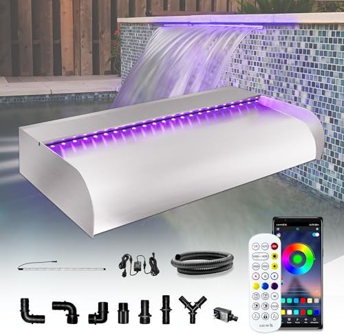 Amazon.com: LONGRUN Waterfall Pool Fountain, Updated 13.7'' Wider Open ...