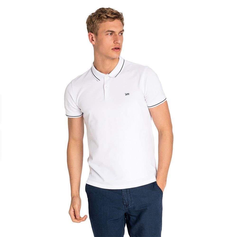 Lee Men's PIQUE POLO T - Shirt, Ecru (Bright White Lj),Medium