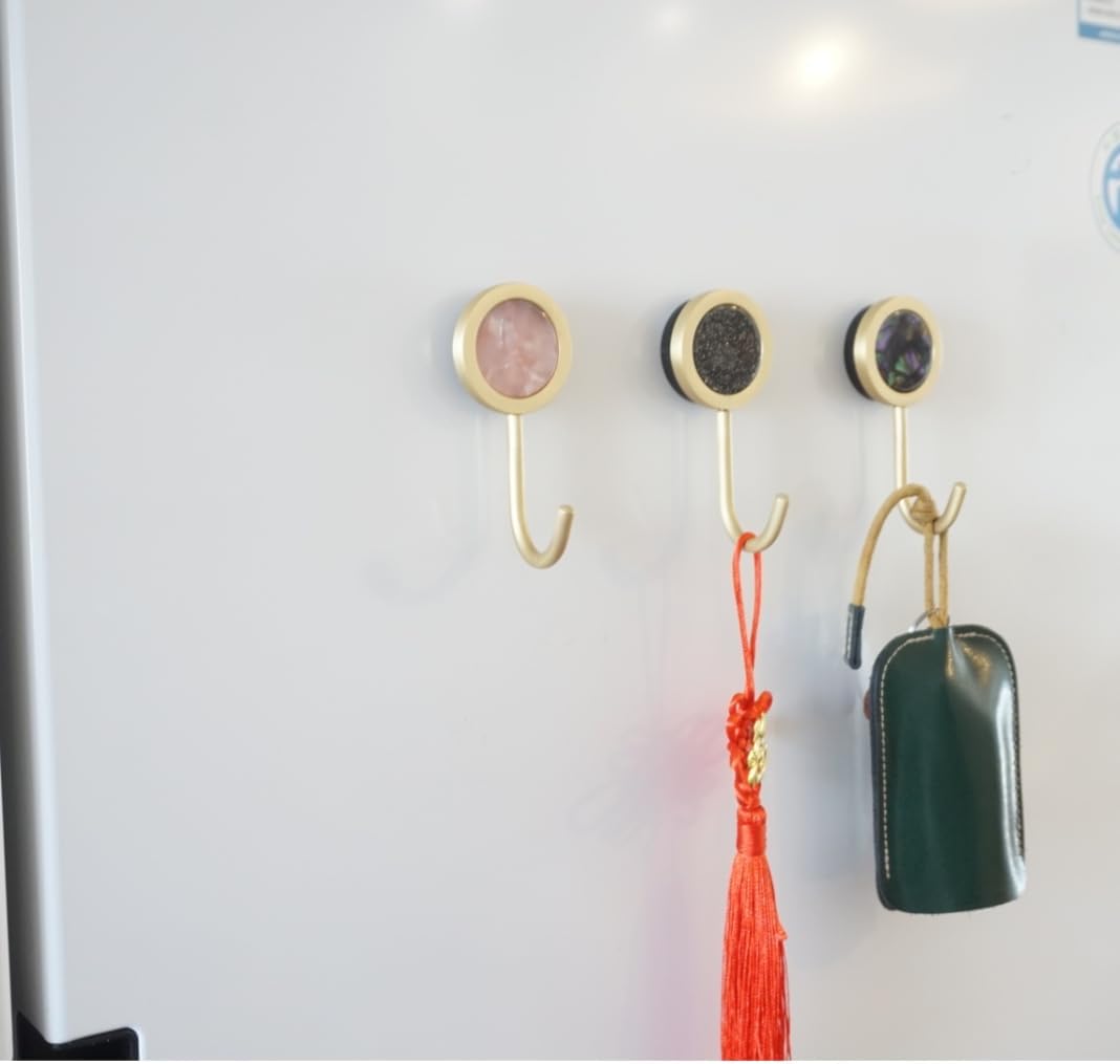 5 PCS Colorful Creative Brass Magnetic Hooks Heavy Duty, Strong Neodymium Magnetic Hooks for Hanging, Strong Magnetic Hanger for Cruise Cabins, Locker, Toolbox, Home, Kitchen