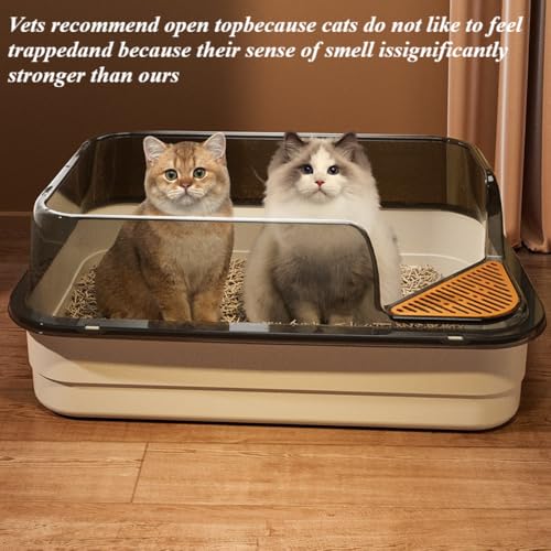 Arenero semi-cerrado anti-salpicaduras para gatos gris miniatura 6