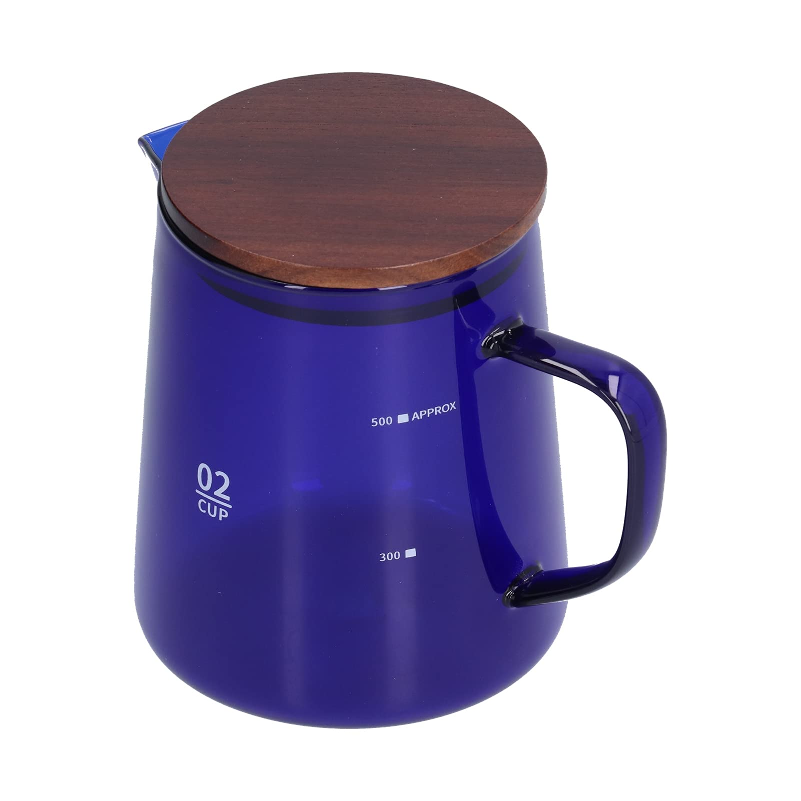 Ejoyous Servidor de café de Vidrio de Borosilicato de 500 Ml con Tapa de Madera Tetera Resistente Al Calor para el Hogar y la Oficina Verter sobre la Elaboración de Cerveza Uso con Agua Fría y (BLUE)
