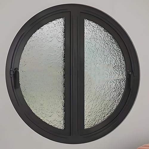 Ventana abatible con Marco de Aluminio, Doble rotación de 90°, Cristal Redondo de Montaje Empotrado, Ideal para Entrada, Dormitorio, baño - Blanco, 70 cm/27,5 Pulgadas, diseño Duradero y ele