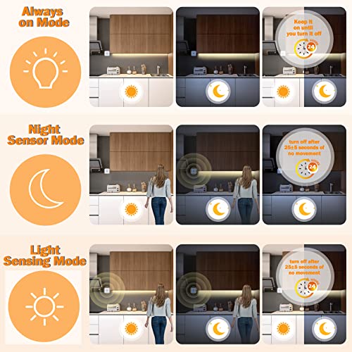 Image of Motion Sensor LED Light Strip with Dual Power Supply and Auto Shut-Off Timer, Night Light, 9.84ft Motion Activated Waterproof LED Strip Light for Kitchen, Cabinet, Bedroom, Shelf, Bed Warm White 2700K