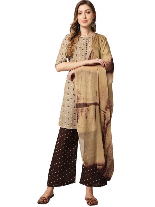 Cotton Blend Floral Print Kurta and Pyjama with Dupatta-image-7