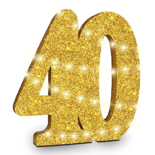 Decoraciones de 40 cumpleaños: centros de mesa dorados de 30 cm
