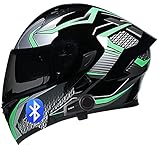 STRTG Casco De Moto Modular Bluetooth Integrado con Visera Doble ECE/Dot Homologado Sistema De Comunicación De Intercomunicación Integrado con Radio FM MP3 Incorporada E,XXL
