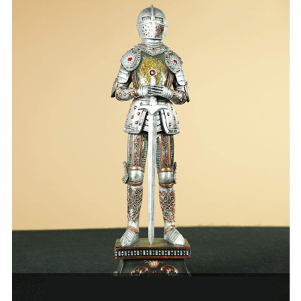 Statua średniowiecznego szermierza, rycerz garnitur zbroi rzeźba wystrój figurka rycerza pulpit żołnierz model, B good