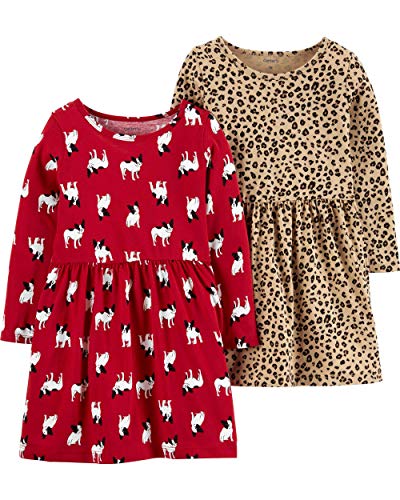 Carter's Baby Girls' 2-Pack Dress Set (9 Months, French Bulldog/Leopard)