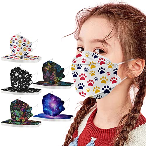 YOYOA 10 Stück Mundschutz Masken Kinder 4-lagig 3D Fisch Maske mit Motiv Bunt Schmetterling Druck MNS Mund und Nasenschutz atmungsaktiv Bedeckung Schutzmasken Kindermasken für Jungen Mädchen Cover