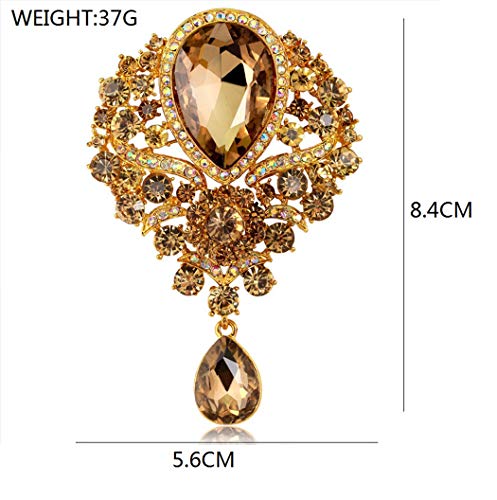Image of Wedding Bridal Big Crystal Rhinestone Bouquet Brooch Pin for Women (gold)