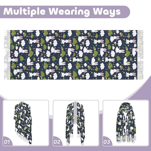 Cute Easter Bunnies Womens Fall Winter Scarf Tassel Soft Warm Blanket Scarves Shawl Wraps4