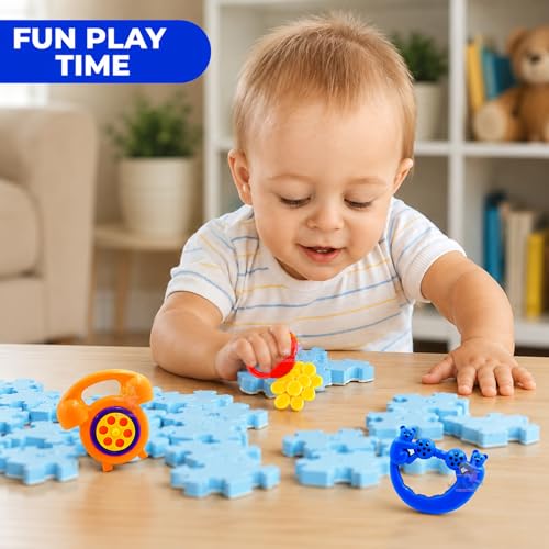 Image of WISHKEY Plastic Rattle Toys for Infants, BPA Free Non-Toxic Shake & Grab Toys for Babies, Early Age Toys, Colorful Toys, Ideal Gift for New Born Babies, Multicolor (Pack of 3)