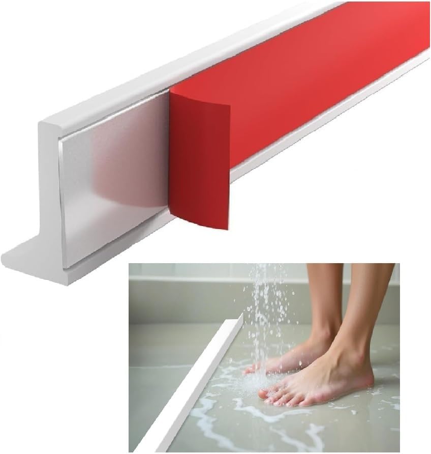 HBD (2 Meter) Silicone Water Stopper Strip for Bathroom Floor, Self Adhesive Waterproof Threshold Seal Barrier, Anti Leak Guard for Shower Bath Tub Kitchen Sink Window Door, Dry Wet Separation-image-28