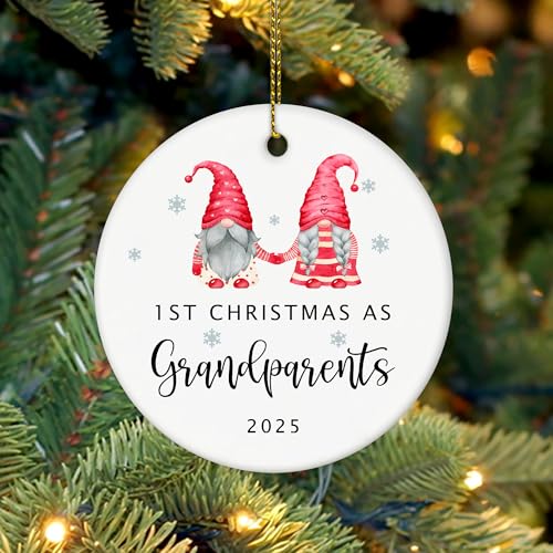 Image of First Christmas as Grandparents 2025, New Grandparents Ornament 2025, First Time Grandma Grandpa Gifts, Ceramic New Christmas Ornament 2025
