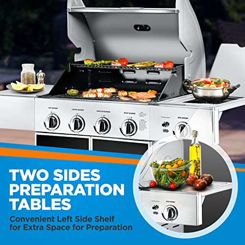 Heavy-Duty-5-Burner-Propane-Gas-Grill-Stainless-Steel-Grill-4-Main-Burner-with-1-side-burner-52000-BTU-Grilling-Capacity-Electronic-Ignition-System-Built-in-Thermometer-NutriChef-NCGRIL2