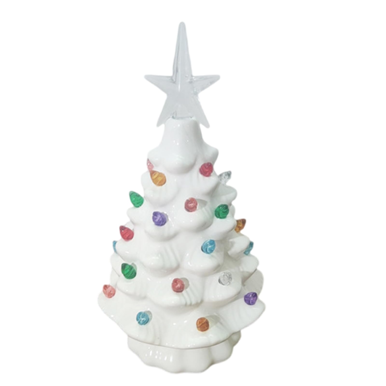 XAGMODSHN Decorative Miniature Christmas Tree with Lights Battery Operated Ceramic Desktop Lamp Festival Tabletop Decoration Christmas Ornament