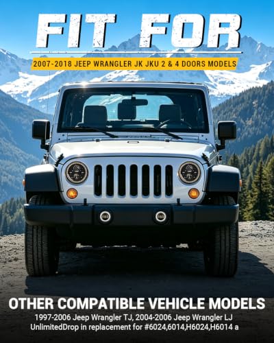 Image of SUPAREE DOT Round LED Headlights and Fog Lights Combo fit Jeep Wrangler JK