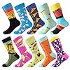 Bonangel Fun Socks ,Funny Socks for Men Novelty Crazy Crew Dress Socks ,Cool Cute Food Graphic Animal Socks