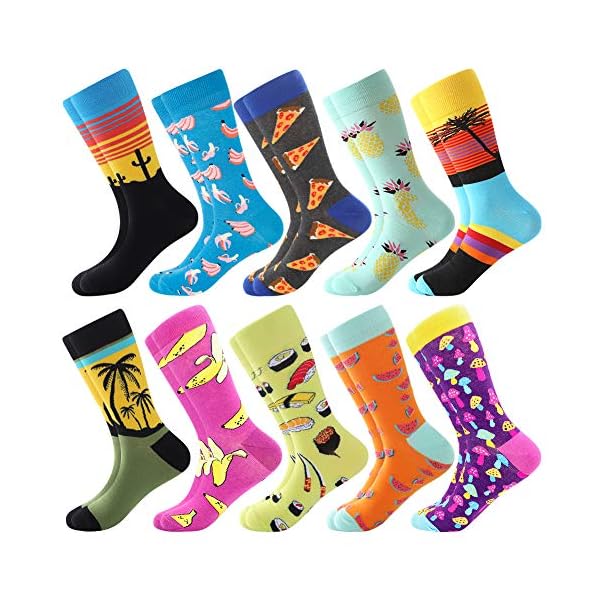 Bonangel Fun Socks ,Funny Socks for Men Novelty Crazy Crew Dress Socks ,Cool Cute Food Graphic Animal Socks
