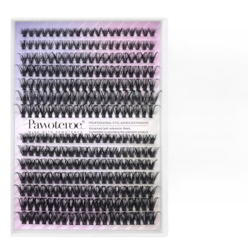 Pawotence Lash Clusters 280pcs Cluster Eyelash Extensions 40D 50D Eyelash Clusters Lash Extension 8-16mm Individual Lashes for Self Application at Home (40D&50D, 0.07D, 8-16mm)