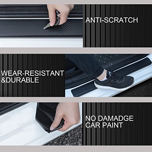 Pincuttee Car Door Edge Guards 4Pc,Carbon Fiber Car Door Edge Guards,Door Entry Guard Stickers For Car Scratch,Protective Covers For Car Door Step(Black,4Pc) #TOP3