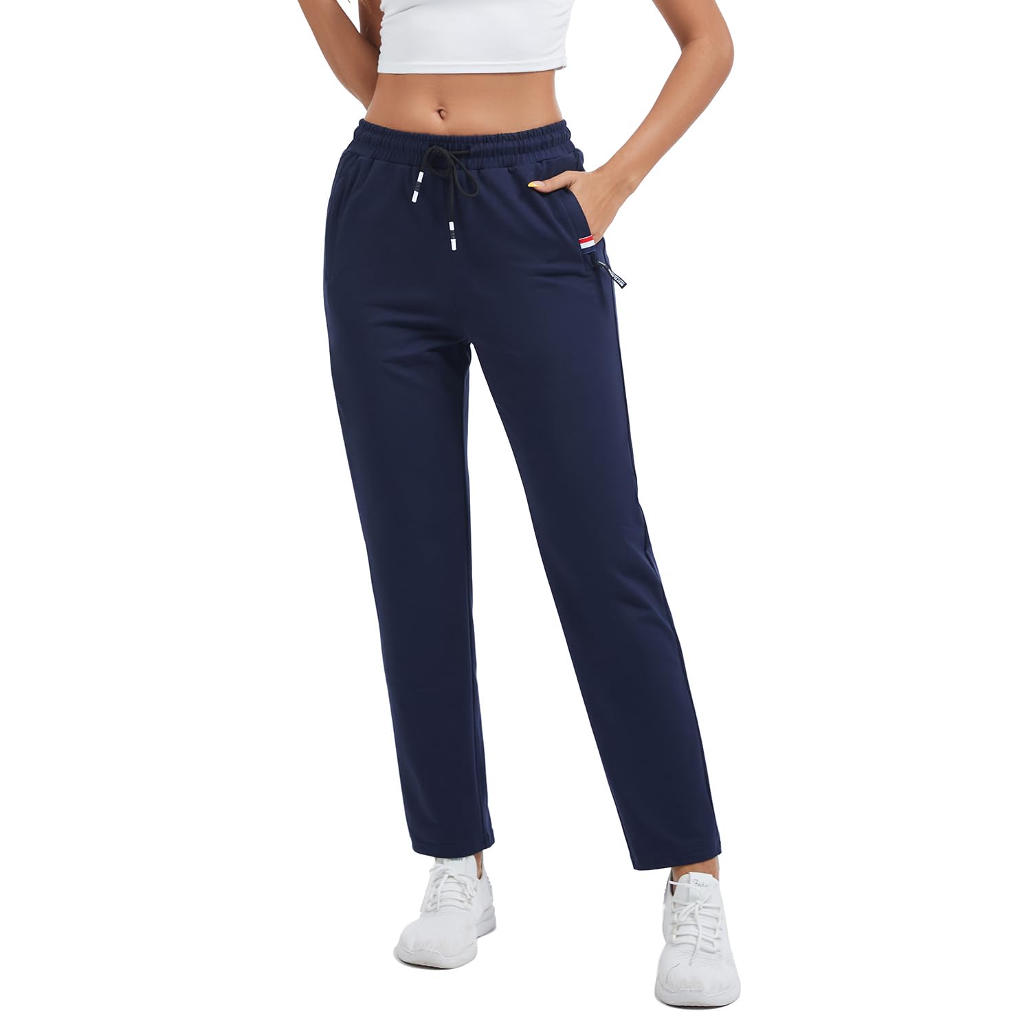 FGFD&OU Jogginghose Damen Sporthose Baumwolle Sweathose Frauen Trainingshosen Slim Fit Jogger Sweatpants Lang Freizeithose Laufhosen für Mädchen (Dunkelblau, M)