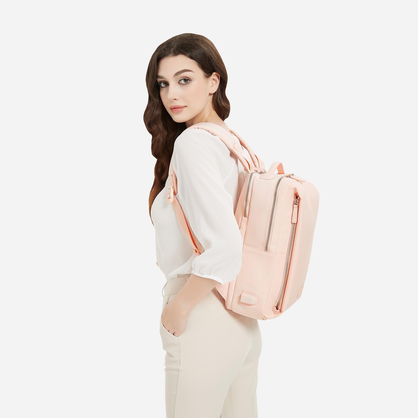 Nordace Siena Pro 13 Smart Backpack - 13.3" Laptop Backpack, 15L Daily Backpack for Travel, Everyday, or Work (Peach Pink)