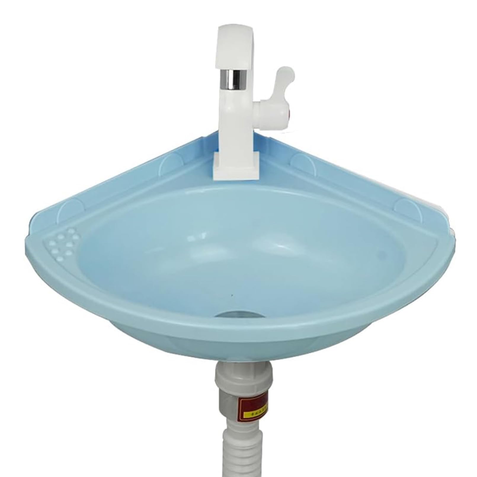Lavabo per montaggio a parete, lavabo angolare in plastica, salvaspazio, colore blu, con scarico, 1 lavandino piccolo angolo, lavabo per camper, bagno, WC