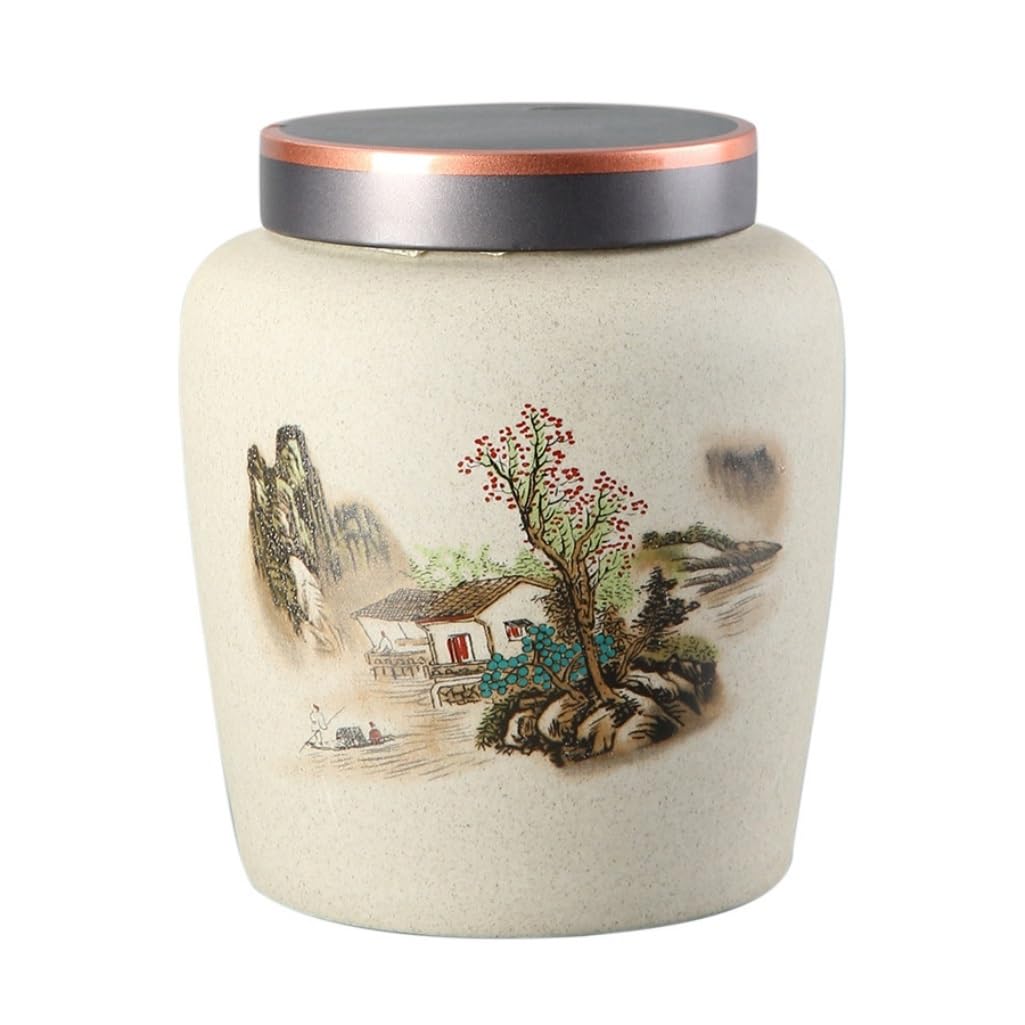 Lata de té Tarro de cerámica Retro for Almacenamiento té Suelto, Tarro Sellado for el hogar, Adecuado for Guardar café en Polvo, azúcar, Sal, etc Carrito de té(A)