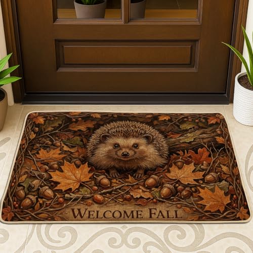 Paillasson hérisson automne pour embellir votre entrée de maison extérieure - 2