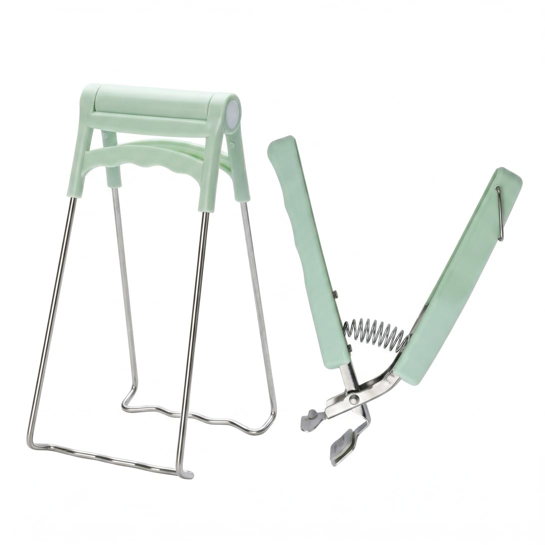 Yeaxxsqy 2PCS Hot Plate Grippers Heavy Duty: Anti-scald Adjustable Tongs for Cooking, Kitchen Bowl Pan Clip Set (Green)