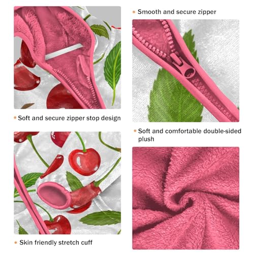 OTVEE Fruit Red Cherry Kids Hoodie Jacket Fall Spring Full Zip Warm Outwear Coat3