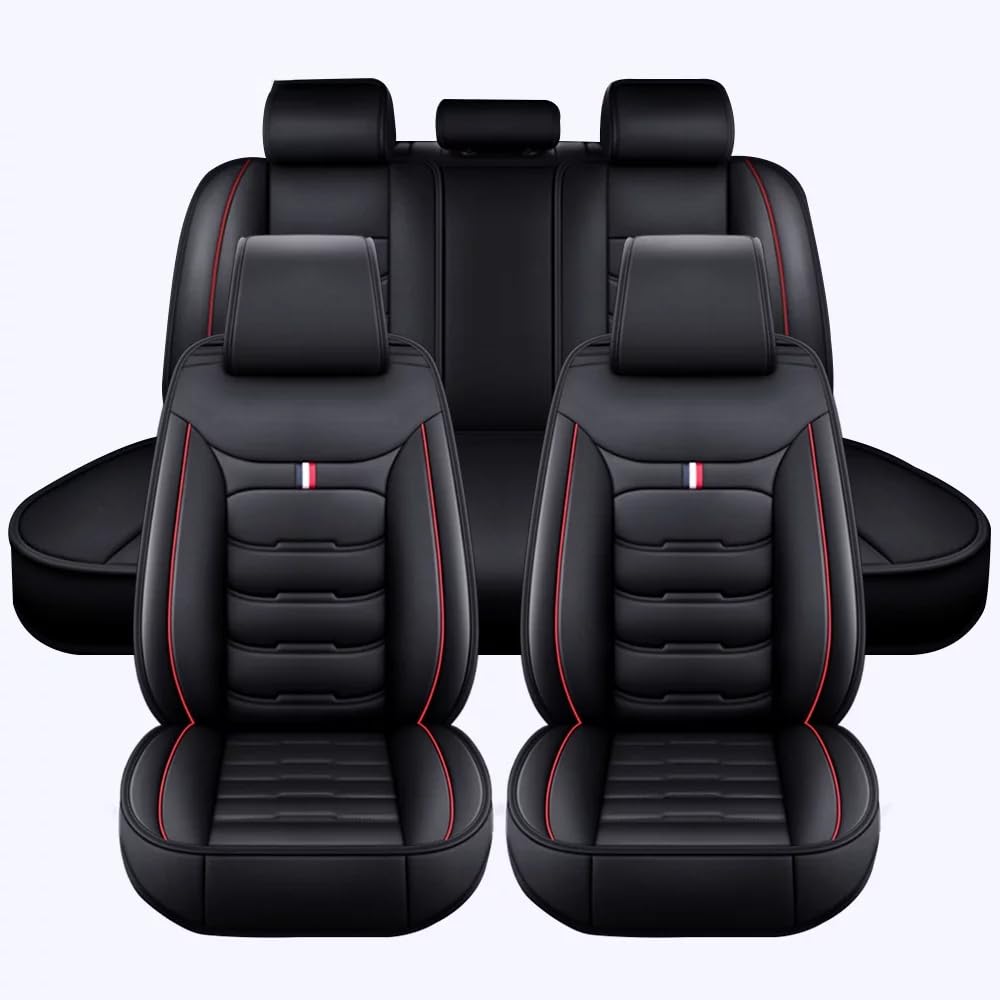 Coche Juegos de Cubreasientos, para Renault Kadjar 2015 2016 2017 2018-2022 5 Plazas Cuero Protector de Asiento de Coche Accesorios,Standard Version-Black Red